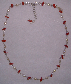 coral and freshwater pearl necklace