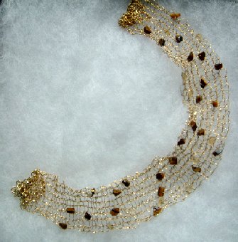 tiger-eye knitted necklace